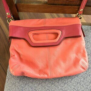 COACH 13388 Bonnie Leather Foldover Crossbody Purse in Pink‎ Adjustable Strap